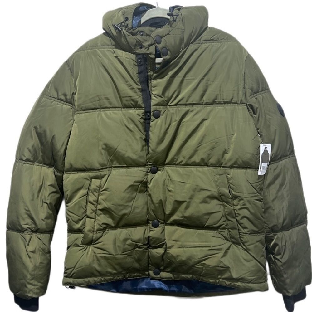 Men’s Lucky Brand Hooded Puffer Coat (Olive Green) - Picture 7 of 8